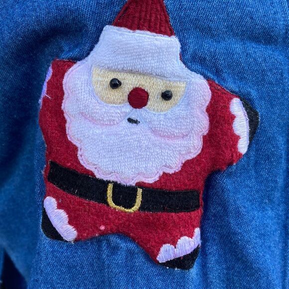 Grandmacore Christmas button down denim shirt women’s size medium santa claus - Picture 6 of 6